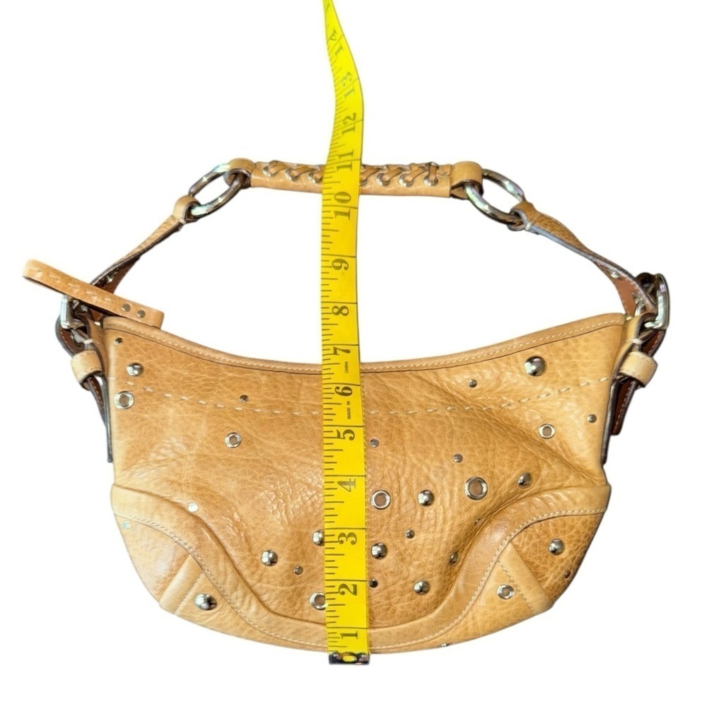 $155 firm Coach  Studded Crescent Camel  Demi Hobo Bag Big Buckle Strap F10931 - Picture 16 of 17